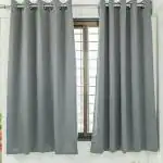 Parda Online Grey Blackout Fabric Solid Eyelet Plain Window and Door Curtain 9ft, (Pack of 4)