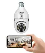 IFITech Bulb PTZ Indoor HD 3MP CCTV Wireless Camera - Pan Tilt Zoom & Motion Sensor LED Light- B22 Bulb Holder
