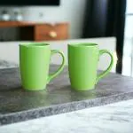 Femora Ceramic Coffee Mug - Set of 2(360ml) Multi - Color Tea Cups, Stackable, Chip Resistant, Large Serving Coffee Cup, Ideal Coffee Mug for Gift - Green (Color May Vary)