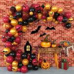 Festiko Magic Wizard School Balloon Garland Arch Burgundy Black Gold Latex Balloons Confetti Balloon Bat Sticker Tie Glasses Frame Set For Birthday Decorations