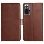 Profov Redmi Note 10 Pro Flip Back Cover, Full Body Protection Wallet Style Magnetic Closure Leather Flip Cover Case for Xiaomi Redmi Note 10 Pro (Brown)