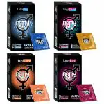 NottyBoy Combo Pack 4 IN 1 Big Dots, Ultra Ribbed, Over Time, Contour, Extra Lube Condoms - 40 Pieces