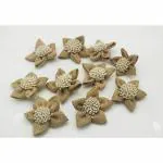 SATYAM KRAFT 10 Pcs Artificial Flowers handmade Jute Fabric Washable Fake Head Flower For Home Decoration, Gift, Mandir Pooja Table, Cake Decor, Bouquet Making, Backdrop, DIY Art Craft, Diwali Items Material (Leaf Shape Flowers, 10 Pieces)