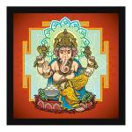 ArtX Multicolor God Ganesh Ji Traditional Photo Frame Wall Art Painting 13 X 13