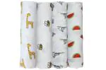 Cuteably Multicolor Organic Cotton Super Soft Baby Muslin Cloth Swaddle 0-12 M (Pack Of 4)