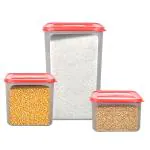 Cutting EDGE Modular Air Tight & Leak Resistant Durable Kitchen Storage Containers Set Combos with Plain Lid Multi Purpose (7.5L + 4.5L + 3L, Red)