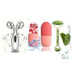 PLEXUS Face Stone Roller Massager With Gua Sha Jade Stone,Ice Roller And 3D Massager Roller Set Facial Combo Natural Stone For Skin Eye Body For Women Men Reusable (Stone Roller + Ice Roller + 3D Roller)
