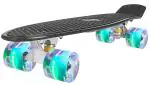 Strauss Black Aluminium, Plastic Cruiser Penny Board With Led Wheels