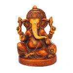 Idol Collections Golden, Red Brass Sitting Ganesha Ganesh Idol Carved