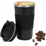 Upscale Travel Mug, Insulated Coffee Cup with Leak Proof Lid - Vacuum Insulation Stainless Steel for Hot & Cold Water Coffee & Tea Black , Anti Slip Design 380ml : Black