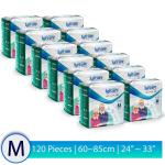 lyfcare Adult Pull -Up Pants Diapers |Medium-120 Pieces |Pack Of 12, Each 10 Pieces | Waist Size : 60-85 Cm | 24-33 Inch