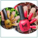 MI Fashion Extreme High Gloss Nail Polish Lacquer Pro Stay Formula The Big 15ml Bottle, Rose Madder, Gold Glitter, 1.01 fl oz