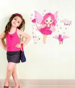 HOMETALES Baby Girl Princess in Pink With Butterfly Wings Wall Sticker ( 70 cm x 60 cm )