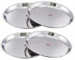 Vinod Stainless Steel Breakfast/ Lunch/ Dinner Plates with High Shiny Polish (Heavy Gauge) Bhojan Thali (Pack of 4 , Dia- 34 cm)