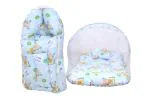 Toddylon New Born Baby Bedding Set Mosquito Net Bed & Sleeping Bag Combo for 0-6 Months Baby Boy's & Baby Girl's