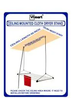 VIMART Heavy Duty Ceiling Mounted Clothes Drying Rack: Stainless Steel Clothes Hanger with Up-Down Pulley System ( 4 FEET 6 ROD )