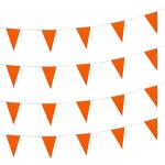 Festiko Solid Orange Pennant Banner Flags String Triangle Bunting Flags, Decorations For Grand Opening, Birthday Party, Festival Celebration, 12 Flags (Orange)