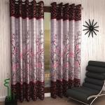 Home Sizzler 2 Pieces Garden Panel Eyelet Polyester Window Curtains - 5 Feet, Maroon