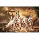 PnF Paper Art Print Of Arjun Kishan Geeta Updesh Unframed Wall Poster, 12 X 18 Inch
