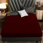 Dream Care Water Proof Lycra Maroon Stretchable Fitted Mattress Protector with Elastic Strap 60x72 inch | Water Resistant Ultra Soft Mattress Cover | Hypoallergenic Bed Cover (Maroon)