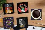 Whats Your Kick Rise And Run Quotes With Running Girls Printed Set of 4 Coaster With Metal Stand