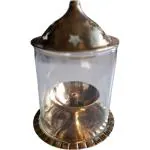 Artikle Udpi Diva regular use Akhand diya glass cover Brass deep diya gift set Brass Brass Table Diya (Height: 9 inch)