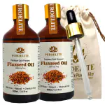 Puroelite Premium Cold Pressed Flaxseed Oil,100% Pure & Natural for Face, Hair, Glass bottle with dropper, 100 ml+100 ml (Pack of 2)