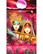 Frimerr Pink Radhe Krishna Digital Printed Polyester Window Curtain 4x5feet (1 Piece)