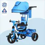 Dash Punch 4 in 1 Baby Tricycle for Kids,Tricycle, Children Cycle, Tricycle for Kids for 1 Years+ with UV Protection Canopy & Parental Adjustable Push Handle (Capacity 25Kg | Blue)