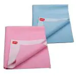 Luvlap Sky Blue Baby Pink Absorbent Dry Sheet Bed Protector (0 M Plus) 70 X 100 cm Pack Of 2