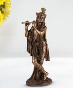 ARTVARKO Religious Bronze Lord Krishna Playing Flute - 10.5 inch