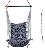 Kkriya Home Decor Black Cotton Hanging Swing Chair With Hanging Stand & Accessories - 150 Kg