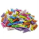Lakeer 100 Pcs Colorful Mini Wooden Clips 2.5 cm for Photo Hanging/Holding, Party Decoration, Wall Hanging, Craft DIY Work Home Decoration Pack of 100 Clips
