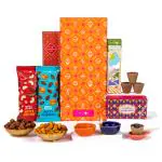 PHOOL - Diwali Gift Hamper | Shubh Mahotsav Gift Box | 5 item Combo pack Open Secret & Tandoori Mix, Diya and Wicks, Havan cups, Greeting Card & Cermaic Stand | Phool Luxury Incense