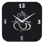 Webelkart Premium Lord Ganesha Mural Wooden Wall Clock for Home and Office Decor ( 11 Inches, Black) Without Glass