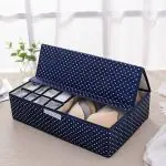 KATHIYAWADI Multi Compartment Foldable Storage Box/Closet Organizer/Drawer Organizer, 16 Grids For Underwear Closet Storage For Bra, Panty Innerwear Organizer For Wardrobe(Polypropylene, Fabric, Oxford)