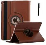 ProElite 360 Rotatable Smart Flip Case Cover for Apple iPad 10.2 inch 9th/8th/7th Generation with Stylus Pen, Brown