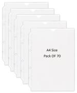 Shining Zon PVC Margin Punch Folder File Plastic Sheet Thick Sleeves Folder File for A4 Size Document Certificate with 2 Punch Holes & Tab Cut Transparent (Pack of 70)