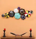 CraftVatika Multicolor Iron Umbrella Wall Art Sculpture 44 x 38 cm