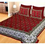 Lakhita Enterprises Cotton Double Bedsheet Queen Size with 2 Pillow Covers Jaipuri Sanganeri Printed Multi Color