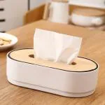ECOVISTA Oval Shape Tissue Box Wooden Cover Tissue Box Holder | Paper Napkin Holder Case | Tissue Holder Dispenser Organizer for Car Decor Home Room Hotel Tissue Box 1 Pcs