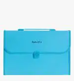 Shining Zon 13 Pockets Plastic Expanding File Folder Documents Large Size A4 Fs Letter Paper Holder with Carry Handle for School Office Home Collage Certificate Organizer (Pack of 3 Blue Colour)