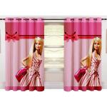 Frimerr Multicolor Barbie Girl 3D Digital Printed Window Curtains (Set of 1)