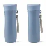 IRIDA NATURALS Unbreakable Water Bottle Set of 2-300ml Wheat Straw Slim Sipper Bottle for Adults, Women & Kids, BPA Free Water Bottles, Lightweight Eco Friendly Water Bottle for Gym &Office-Sky Blue