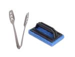 Blue Wonder Stainless Steel Momo Tong with Cleaning Home and Office Tile Brush and Multicolour, Pack of 2