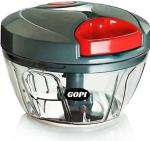 GOPI 3 Stainless Steel Blade System 450 ML Charcoal Grey Color Mini Chopper for Kitchen Dori Chopper Quick Handy Manual Vegetable and Fruit Chopper