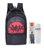 Ultima Moda Backpack for Men, Black | 24 L Water Resistant School Bags for Boys | Stylish, & Durable | With cello HOT-X CLASSIC 600 ML White INNER STEEL 600 ml Flask (COMBO OFFER)