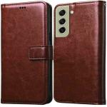 Frazil Leather Flip with Wallet Case with TPU Shockproof Cover for Samsung Galaxy S21 FE 5G, Samsung Galaxy S21 FE (Brown)