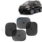 Kingsway Car Curtain Sticky Sun Shade Universal Use for Ford Ecosport, 2017 - 2021 Model, Color : Black, Mesh, Pack of 4 Piece Car Sun Shades Blinds Cover