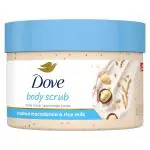 Dove Exfoliating Body Polish| Body Scrub |Deeply Nourishing Crushed Macadamia and Rice Milk |Moisturises & Brightens Skin | Sulphate Free|298gm